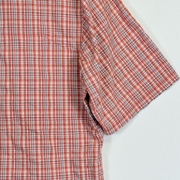 Cabela's CoolMax Orange White Plaid 4Most UPF 30 Button Front Shirt Men's Medium - Picture 3 of 9